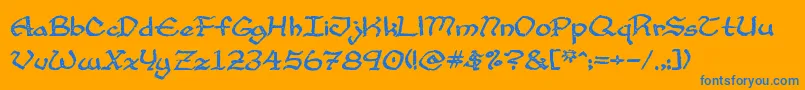 フォントCupAndTalon – オレンジの背景に青い文字