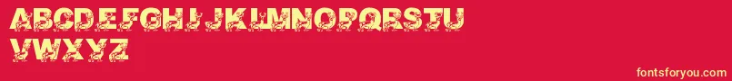 LmsDaddyDeer-fontti – keltaiset fontit punaisella taustalla