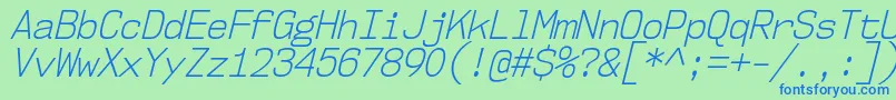 フォントNk57MonospaceScLtIt – 青い文字は緑の背景です。