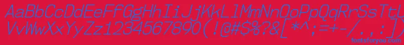 フォントNk57MonospaceScLtIt – 赤い背景に青い文字