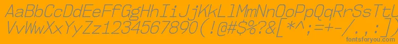 Nk57MonospaceScLtIt-fontti – harmaat kirjasimet oranssilla taustalla