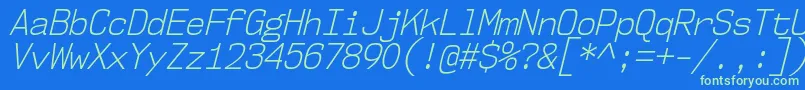 Nk57MonospaceScLtIt Font – Green Fonts on Blue Background