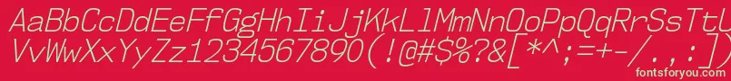 Шрифт Nk57MonospaceScLtIt – зелёные шрифты на красном фоне
