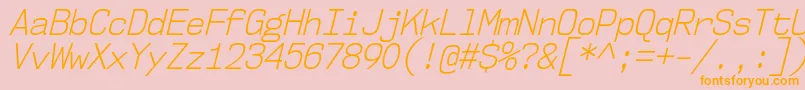 Nk57MonospaceScLtIt-Schriftart – Orangefarbene Schriften auf rosa Hintergrund