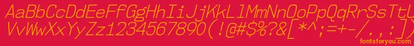 フォントNk57MonospaceScLtIt – 赤い背景にオレンジの文字