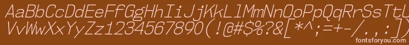 Подробнее о шрифте Nk57MonospaceScLtIt Шрифт Nk57MonospaceScLtIt – розовые шрифты на коричневом фоне