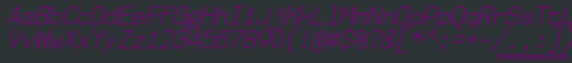 Więcej informacji o czcionce Nk57MonospaceScLtIt Czcionka Nk57MonospaceScLtIt – fioletowe czcionki na czarnym tle
