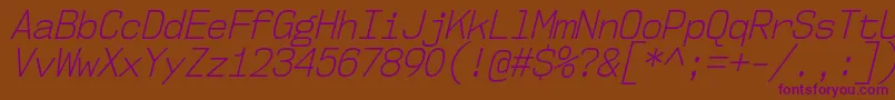 Подробнее о шрифте Nk57MonospaceScLtIt Шрифт Nk57MonospaceScLtIt – фиолетовые шрифты на коричневом фоне