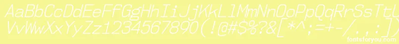 Nk57MonospaceScLtIt-Schriftart – Weiße Schriften auf gelbem Hintergrund
