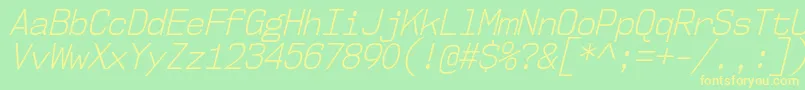 Шрифт Nk57MonospaceScLtIt – жёлтые шрифты на зелёном фоне