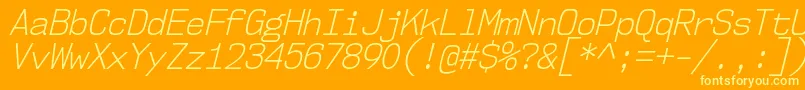 Nk57MonospaceScLtIt-Schriftart – Gelbe Schriften auf orangefarbenem Hintergrund