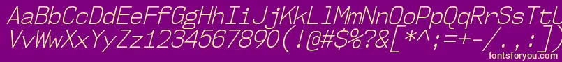 Nk57MonospaceScLtIt Font – Yellow Fonts on Purple Background