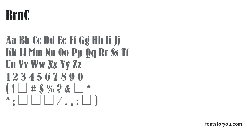 Czcionka BrnC – alfabet, cyfry, specjalne znaki