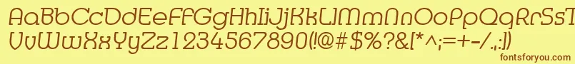 Fonte MediaItalic – fontes marrons em um fundo amarelo