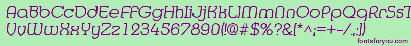 フォントMediaItalic – 緑の背景に紫のフォント