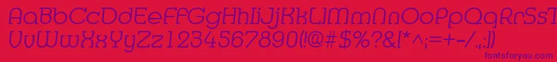 Czcionka MediaItalic – fioletowe czcionki na czerwonym tle