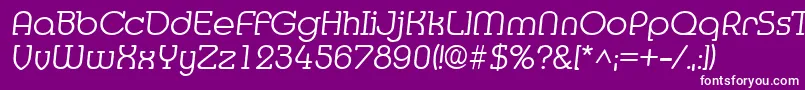 Fonte MediaItalic – fontes brancas em um fundo violeta