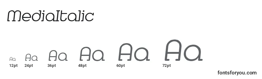 Размеры шрифта MediaItalic