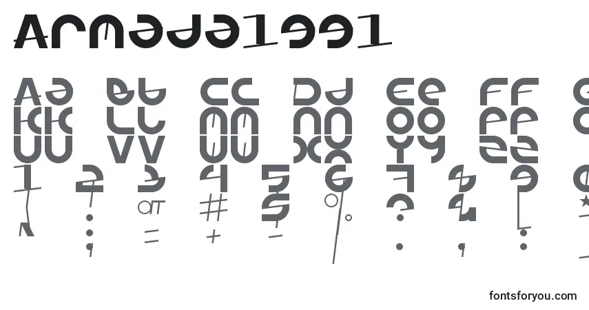 Schriftart Armada1991 – Alphabet, Zahlen, spezielle Symbole