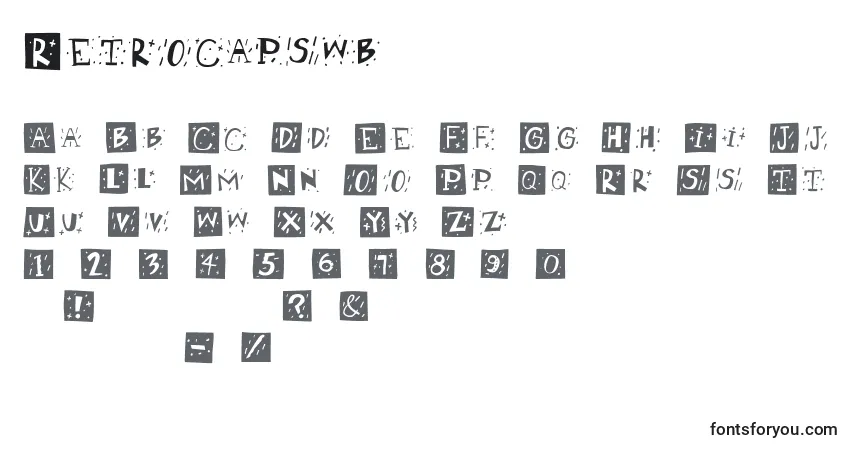 Шрифт Retrocapswb – алфавит, цифры, специальные символы