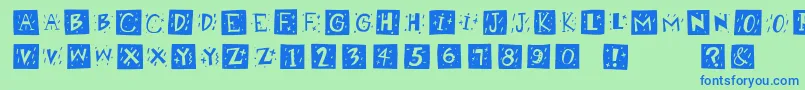 Retrocapswb Font – Blue Fonts on Green Background