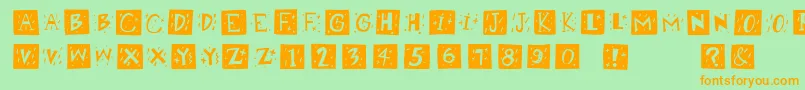 Retrocapswb-Schriftart – Orangefarbene Schriften auf grünem Hintergrund