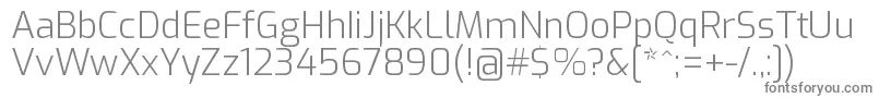 ExoLight-fontti – harmaat kirjasimet valkoisella taustalla