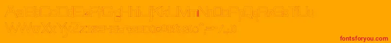 SwingarmyoriThickhollow-Schriftart – Rote Schriften auf orangefarbenem Hintergrund