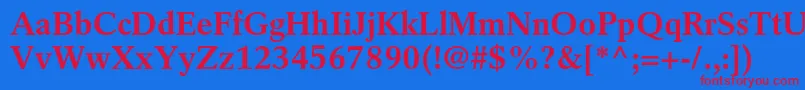 RotationltstdBold-fontti – punaiset fontit sinisellä taustalla
