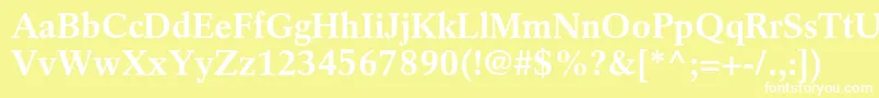 RotationltstdBold-fontti – valkoiset fontit keltaisella taustalla
