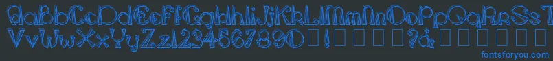 フォントTriangleetcircleShadow – 黒い背景に青い文字