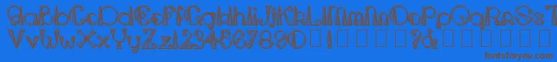 フォントTriangleetcircleShadow – 茶色の文字が青い背景にあります。