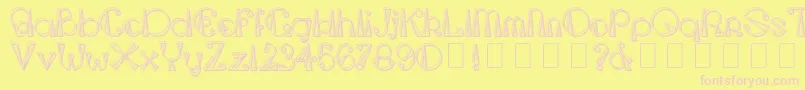 TriangleetcircleShadow-fontti – vaaleanpunaiset fontit keltaisella taustalla