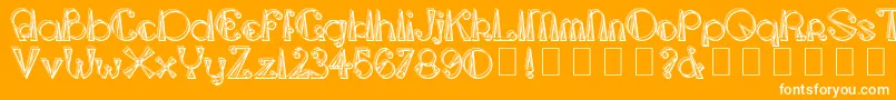 TriangleetcircleShadow-Schriftart – Weiße Schriften auf orangefarbenem Hintergrund