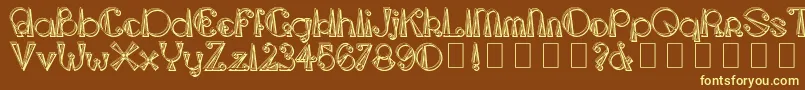 TriangleetcircleShadow-fontti – keltaiset fontit ruskealla taustalla
