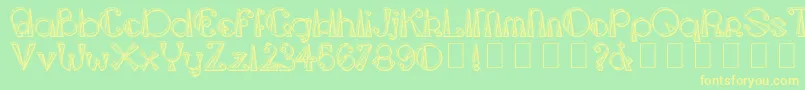 TriangleetcircleShadow-Schriftart – Gelbe Schriften auf grünem Hintergrund