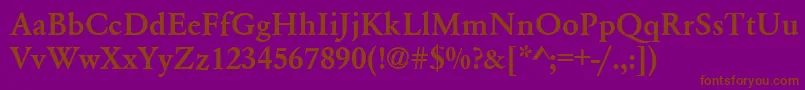 Fonte AzgaramondcttBold – fontes marrons em um fundo roxo