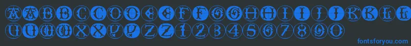 Toscanbuttons Font – Blue Fonts on Black Background