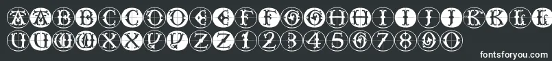 Toscanbuttons-fontti – valkoiset fontit mustalla taustalla
