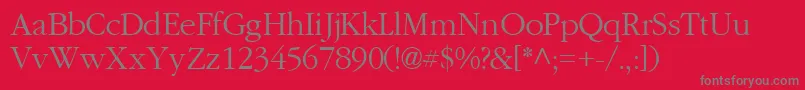 Fonte GaramondlightsskRegular – fontes cinzas em um fundo vermelho