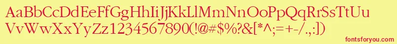 GaramondlightsskRegular Font – Red Fonts on Yellow Background