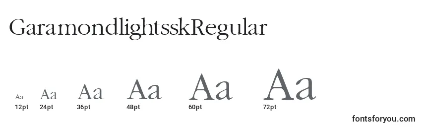 Размеры шрифта GaramondlightsskRegular