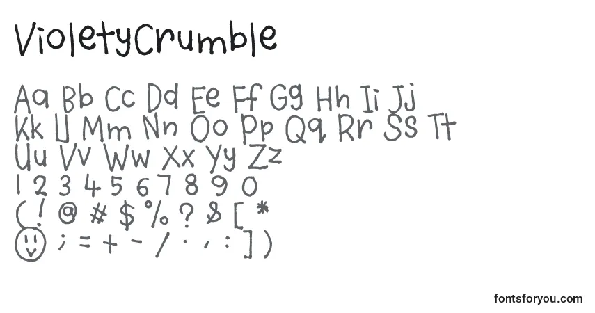 Czcionka VioletyCrumble – alfabet, cyfry, specjalne znaki