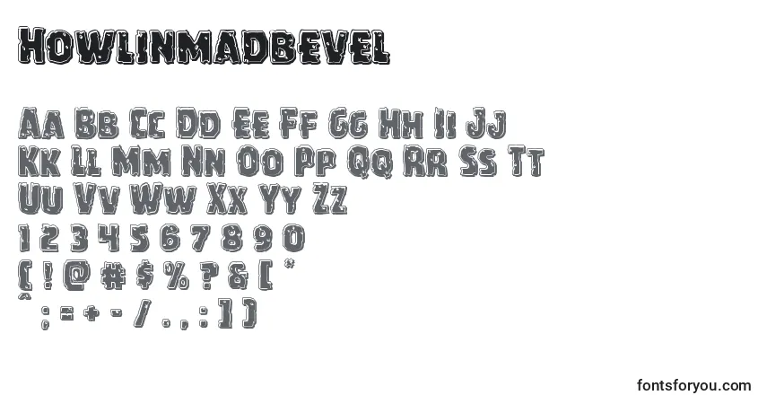 Schriftart Howlinmadbevel – Alphabet, Zahlen, spezielle Symbole
