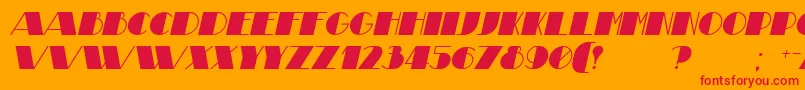 TheatricalItalic-Schriftart – Rote Schriften auf orangefarbenem Hintergrund