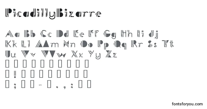 Шрифт PicadillyBizarre – алфавит, цифры, специальные символы