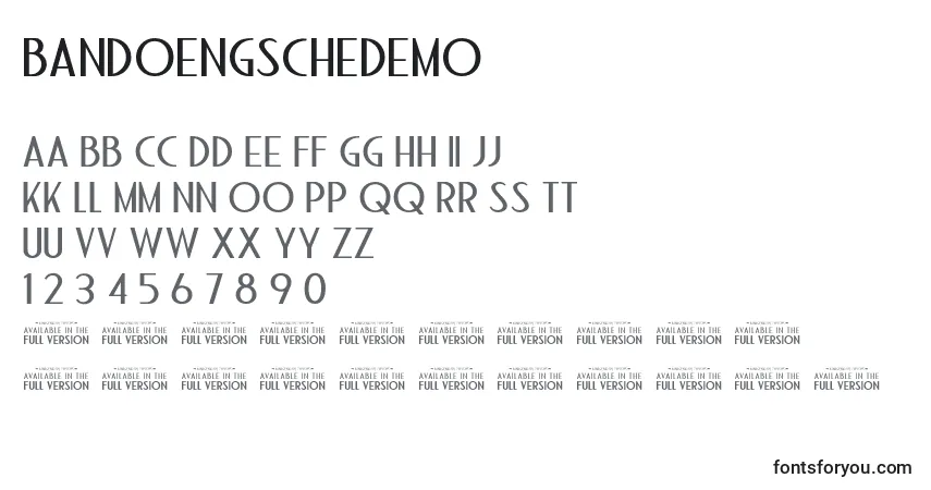 Czcionka BandoengscheDemo – alfabet, cyfry, specjalne znaki