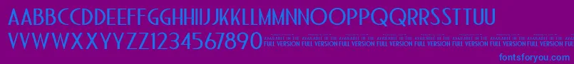 BandoengscheDemo-Schriftart – Blaue Schriften auf violettem Hintergrund