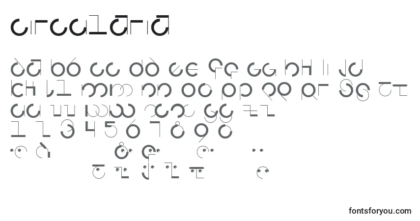 A fonte Circularia – alfabeto, números, caracteres especiais