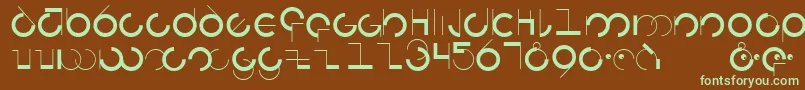 フォントCircularia – 緑色の文字が茶色の背景にあります。